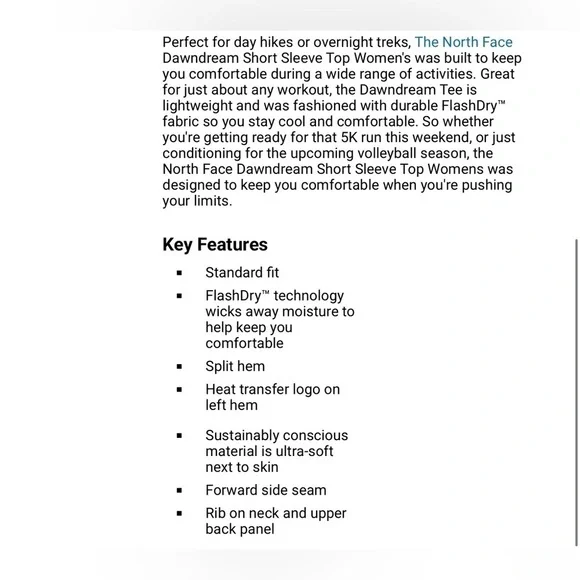 The North Face dawn dream short sleeve vented hi Lo tee Woman’s XXL - Picture 4 of 13